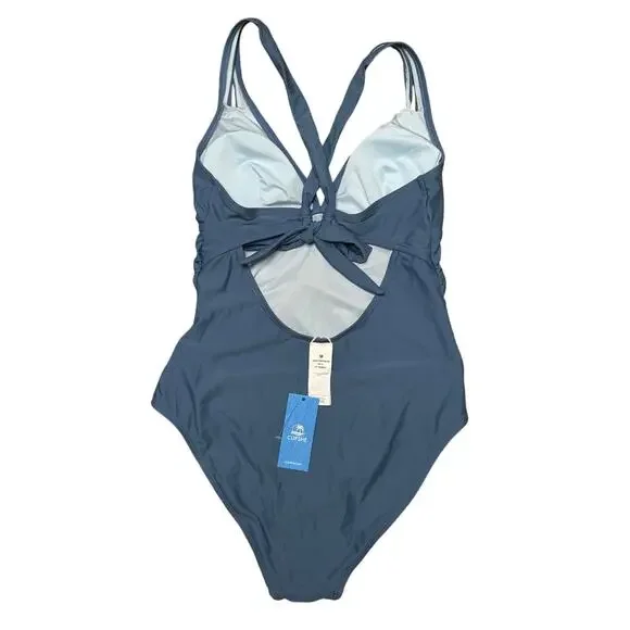 Cupshe Blue One Piece Swimsuit Ruched Cutout Back Size M NWT - Picture 5 of 10